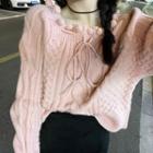 Long-sleeve Square-neck Cable Knit Sweater