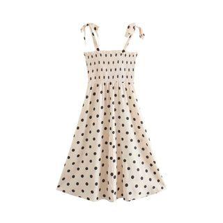 Spaghetti-strap Dotted A-line Dress