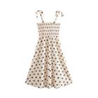 Spaghetti-strap Dotted A-line Dress