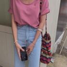 Multicolor Drawstring Knit Bag One Size