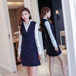 Mock Two Piece Collar Shift Dress