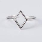 925 Sterling Silver Rhombus Open Ring Silver - One Size