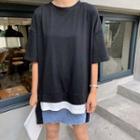 Mock Two Piece Short-sleeve T-shirt Black & White - One Size