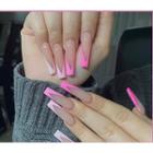 Print Faux Nail Tips W018 - Pink - One Size