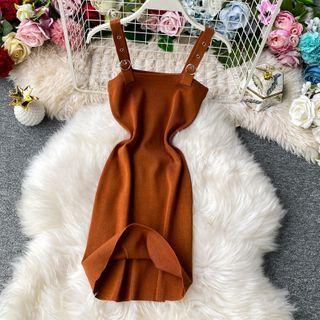 Grommet Strap Ribbed Knit Dress