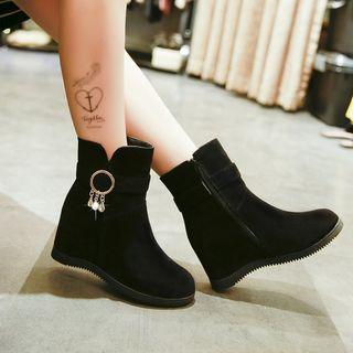 Side-zip Belt Accent Short Snow Boots