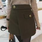 Button-accent Mini Wrap Skirt