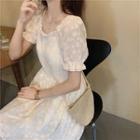 Flower Print Puff-sleeve Dress