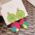 Faux Pearl Disc Fringed Earring 1 Pair - Green & Multicolor - One Size