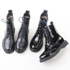 Genuine Leather Brogue Lace-up Short Boots