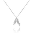 925 Sterling Silver Rhinestone Mermaid Tail Pendant Necklace