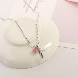 Bead & Fish Tail Pendant Necklace 1 Pcs - Necklace - Grayish Red - One Size