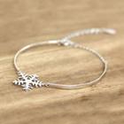 925 Sterling Silver Snowflake Bangle Silver - One Size