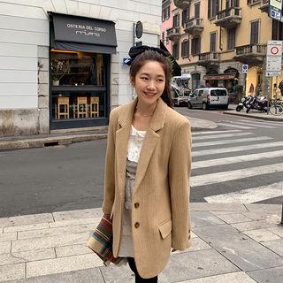 Ribbed Wool Blend Blazer