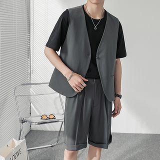 Set: Button-up Vest + Shorts