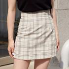 Zip-closer Plaid Miniskirt