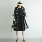 Bell-sleeve Floral Robe Cardigan