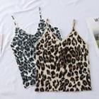 Spaghetti Strap Leopard Print Knit Top