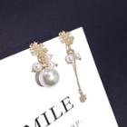 Non-matching Faux-pearl Drop Earring Gold - 1 Pair - One Size