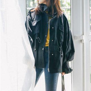 Drawstring Utility Jacket Black - One Size
