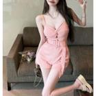 Spaghetti Strap Knotted Tie-front Romper