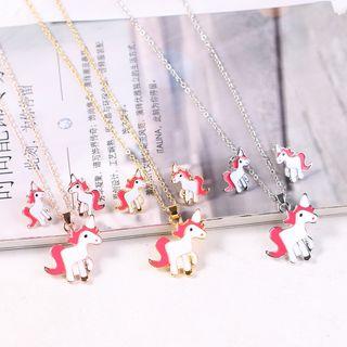 Set: Unicorn Necklace + Stud Earring