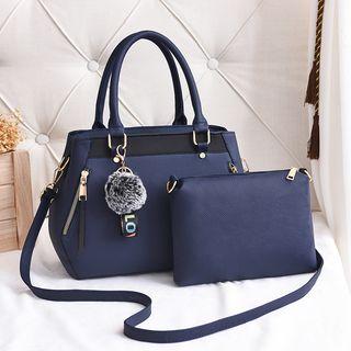 Set: Pom Pom Crossbody Bag + Pouch