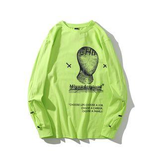 Long-sleeve Drawstring Printed T-shirt