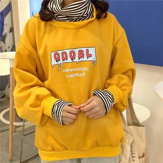Mock Two Piece Striped Panel Printed Pullover