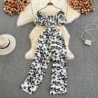 Short Sleeve Floral Print Jumpsuit