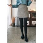 Wool Blend Plaid A-line Miniskirt