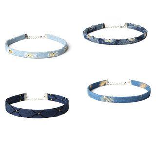 Print Denim Choker