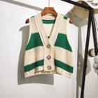 Striped Knit Vest Stripes - Green - One Size