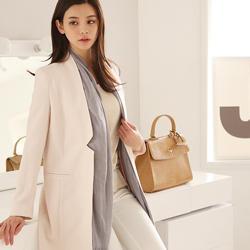 Padded-shoulder Open-front Jacket