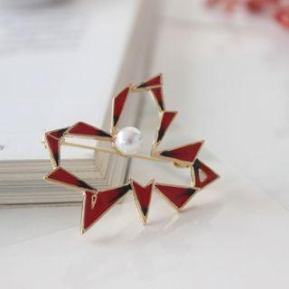 Geometric Faux Pearl Pin Brooch As Shown In Figure - One Size