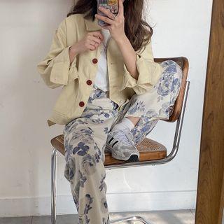 High-waist Floral Pants