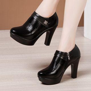 Rhinestone Platform Chunky Heel Shoes