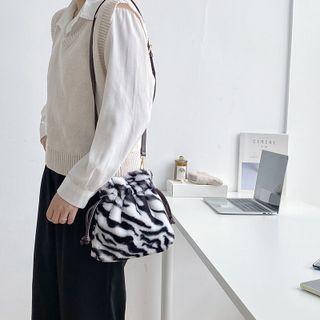 Zebra Print Fleece Crossbody Bag