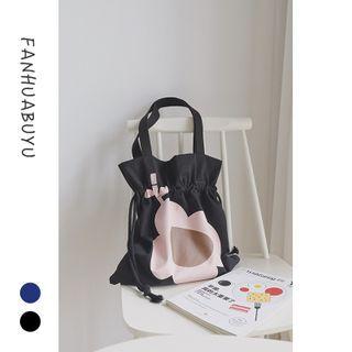 Flower Print Drawstring Tote Bag