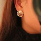 Faux Pearl Rhinestone Earring 1 Pair - Earrings - Silver - One Size