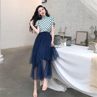 Dotted Short-sleeve Top Top - One Size