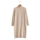 Mock-neck Midi Sweater Dress Almond - S