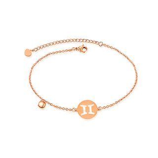 Simple And Fashion Plated Rose Gold Twelve Constellation Gemini Round 316l Stainless Steel Anklet Rose Gold - One Size