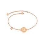 Simple And Fashion Plated Rose Gold Twelve Constellation Gemini Round 316l Stainless Steel Anklet Rose Gold - One Size