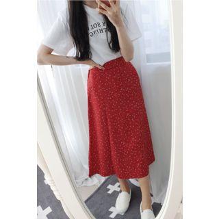 Petite Size Pattered Midi Flare Skirt