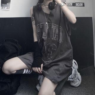 Lettering Mini A-line Tank Dress