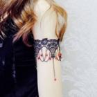 Beaded Lace Bracelet Black - One Size