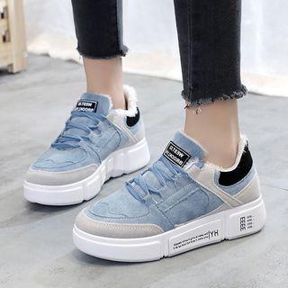 Faux Leather Platform Fleece-lined Sneakers