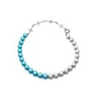 Faux Pearl Necklace Necklace - Blue & Silver - 45cm