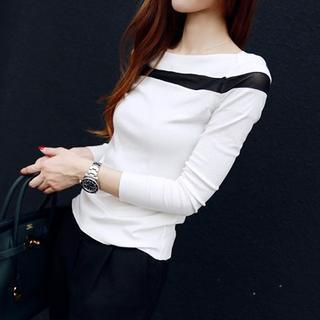 Long-sleeve Mesh Panel T-shirt